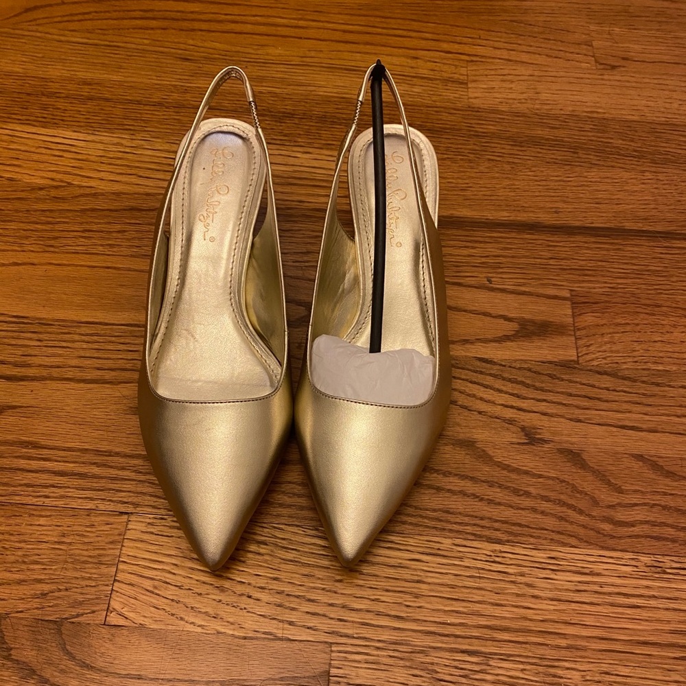 NWOT Lilly Pulitzer gold heels 8.5